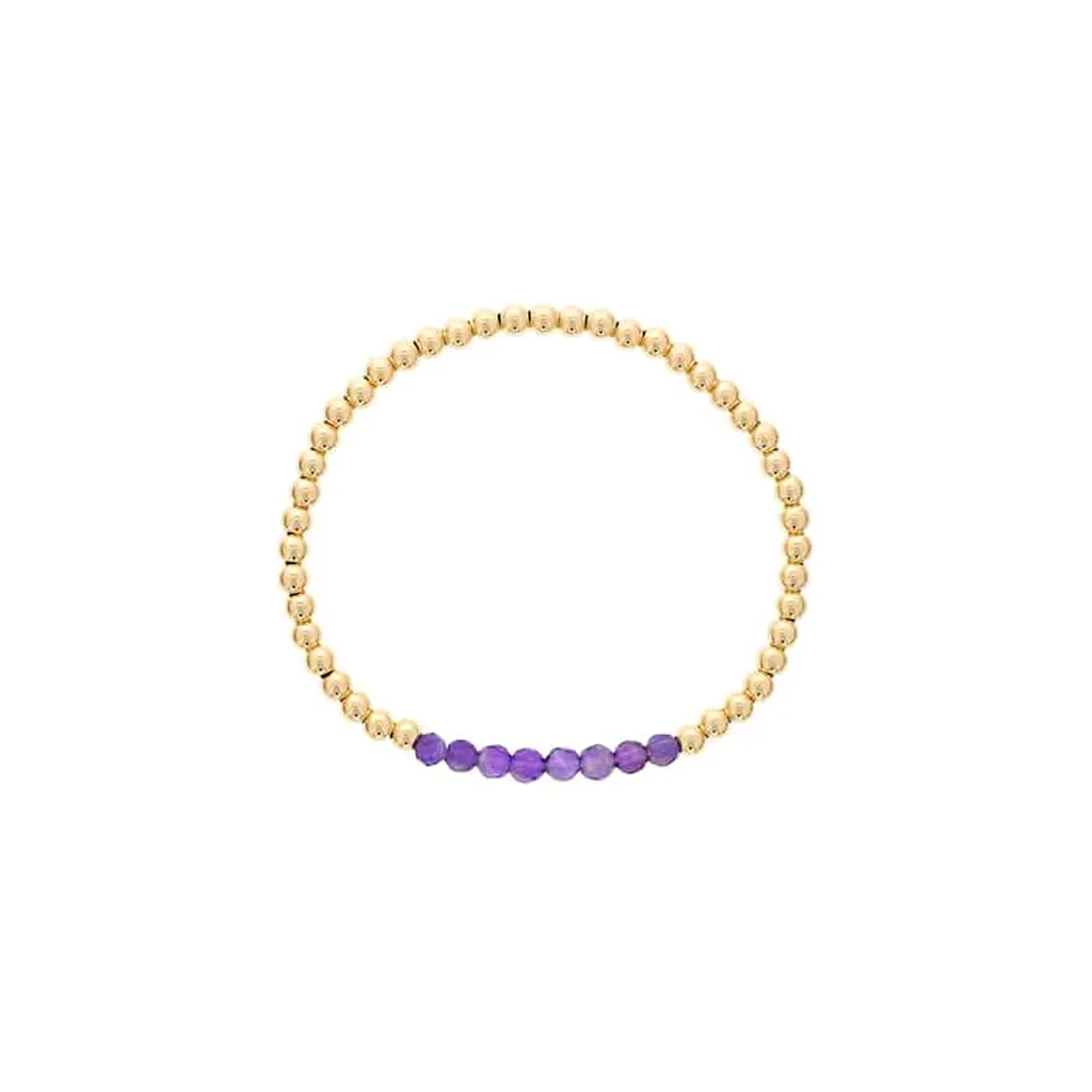 Gold Filled Amethyst Bead Stretch Bracelet by Dee Berkley