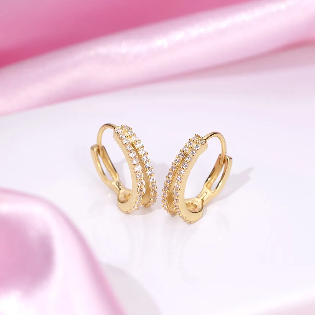 Golden Loops Classic 925 Sterling Silver Hoop Earrings with Gold Plating