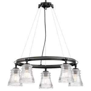 Graham Avenue 26 In. 5 Lights Chandelier Iron & brushed nickel Finish