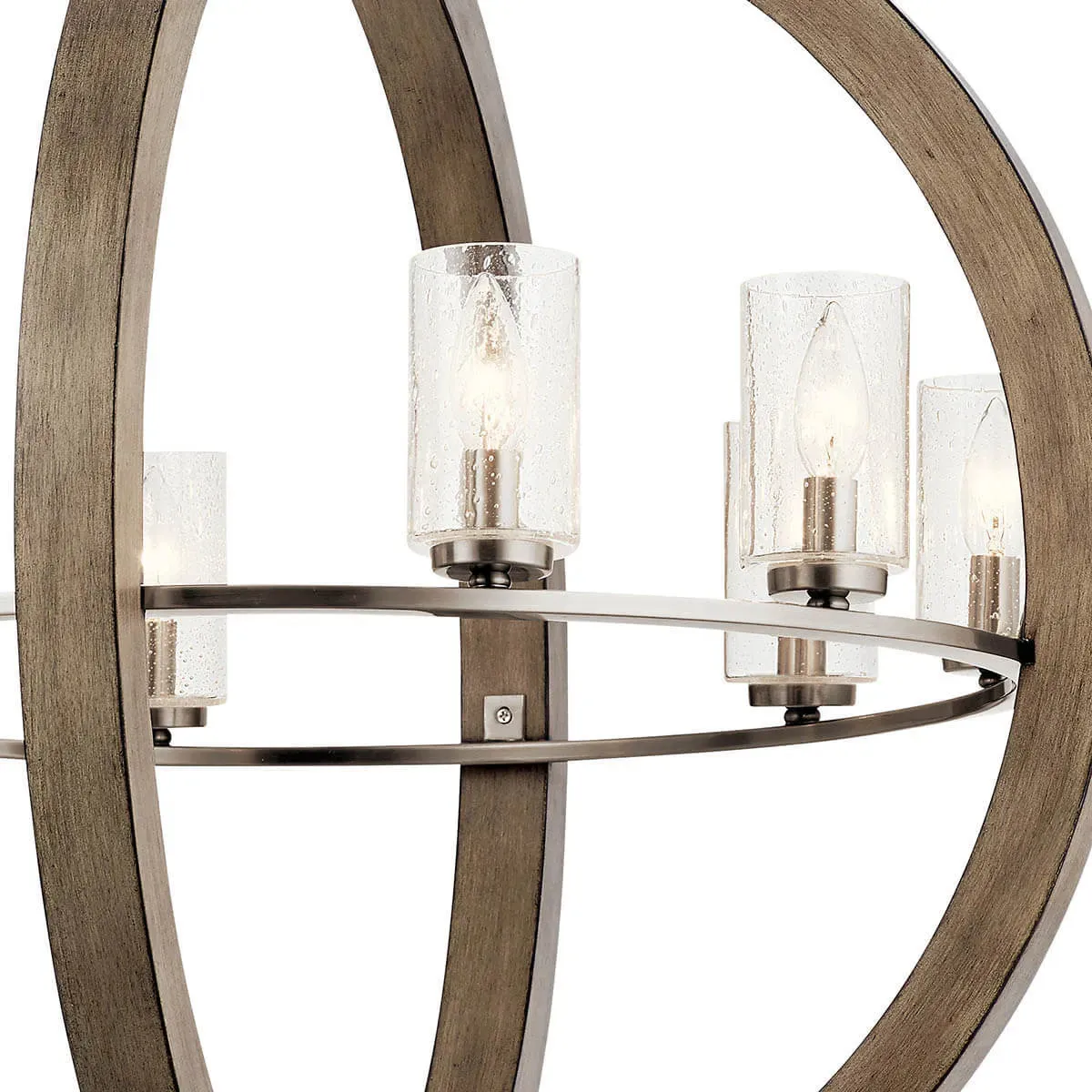 Grand Bank 30" 8-Light Chandelier 1-Tier with Clear seeded glass, Distressed antique gray Finish