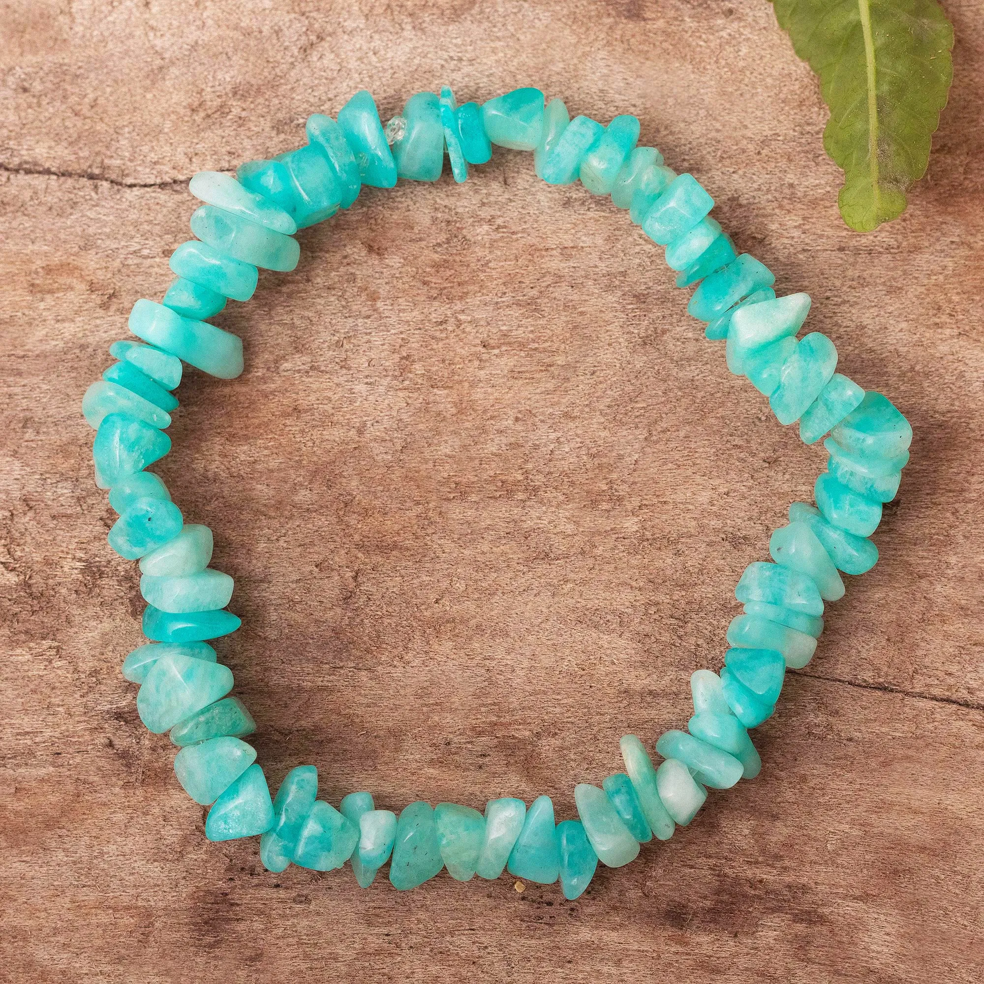 Hand Crafted Amazonite Chip Stone Bracelet - Aqua Harmony | NOVICA