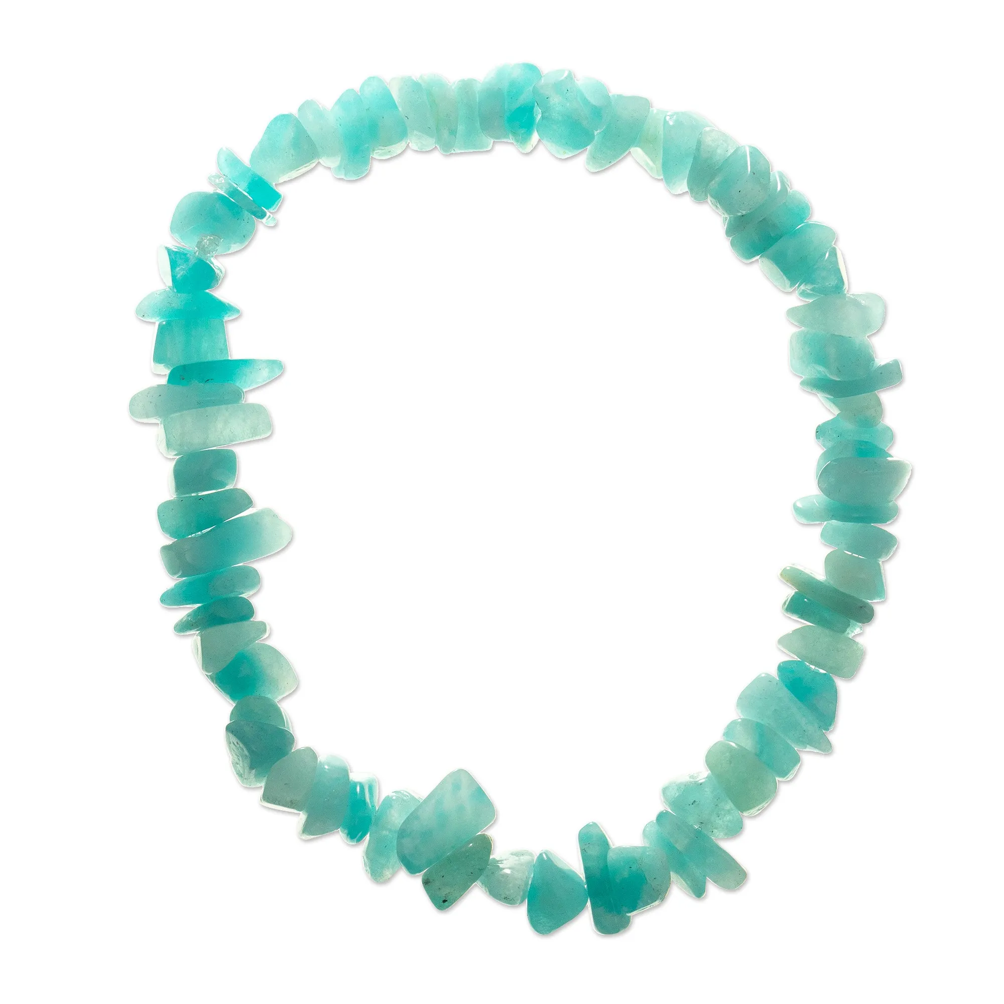 Hand Crafted Amazonite Chip Stone Bracelet - Aqua Harmony | NOVICA