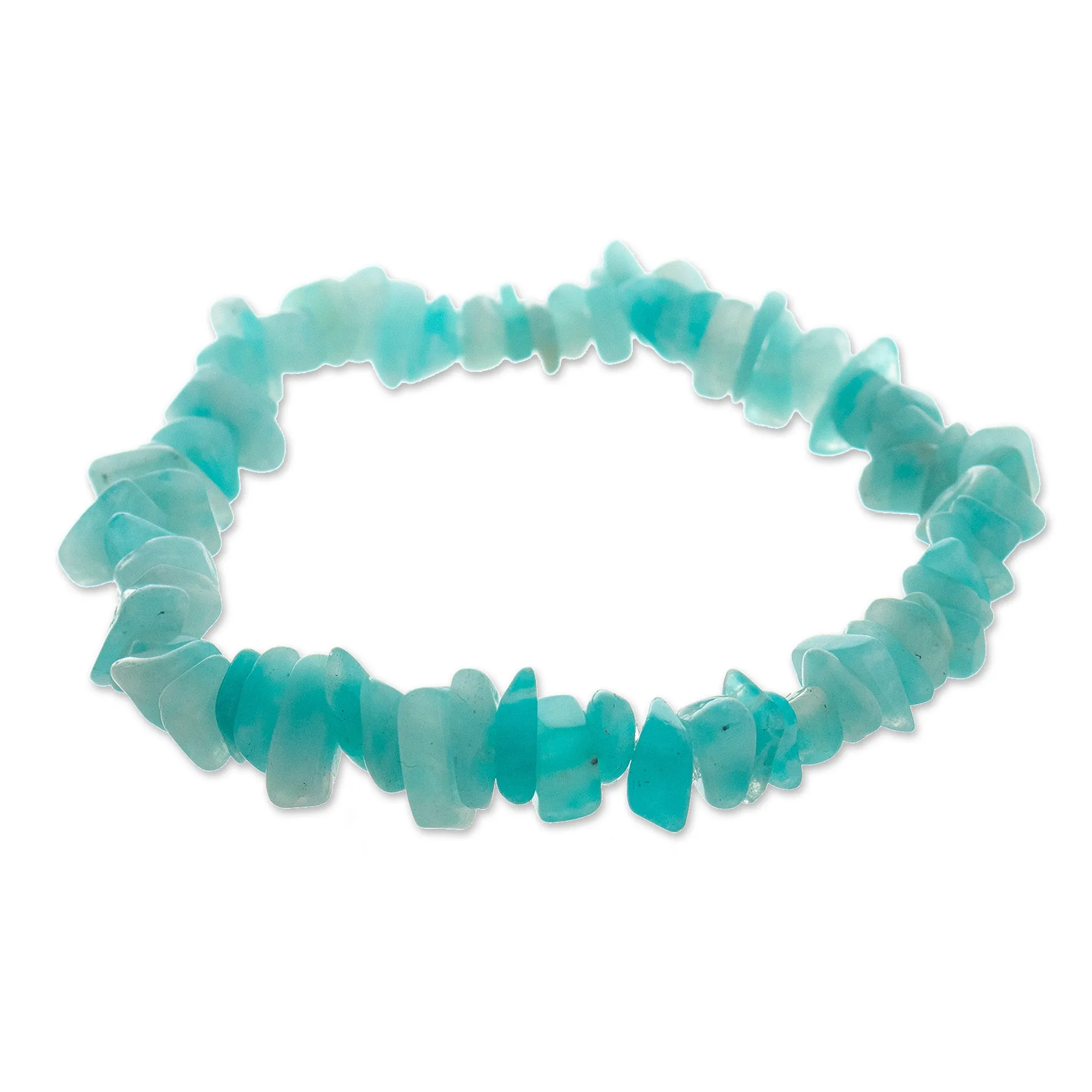 Hand Crafted Amazonite Chip Stone Bracelet - Aqua Harmony | NOVICA