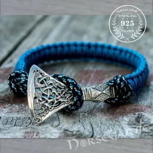 Handcrafted Ocean Paracord Bracelet with Axe Head - Sterling Silver