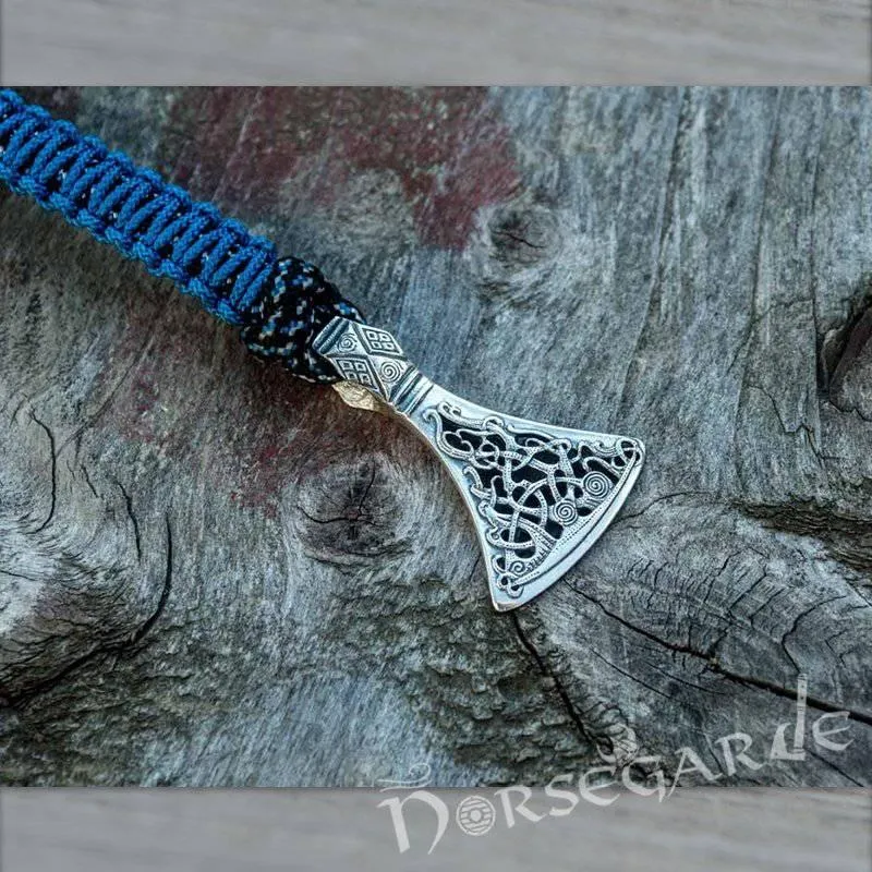 Handcrafted Ocean Paracord Bracelet with Axe Head - Sterling Silver