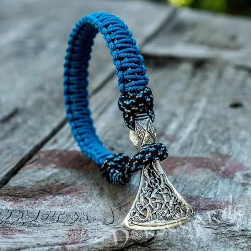 Handcrafted Ocean Paracord Bracelet with Axe Head - Sterling Silver