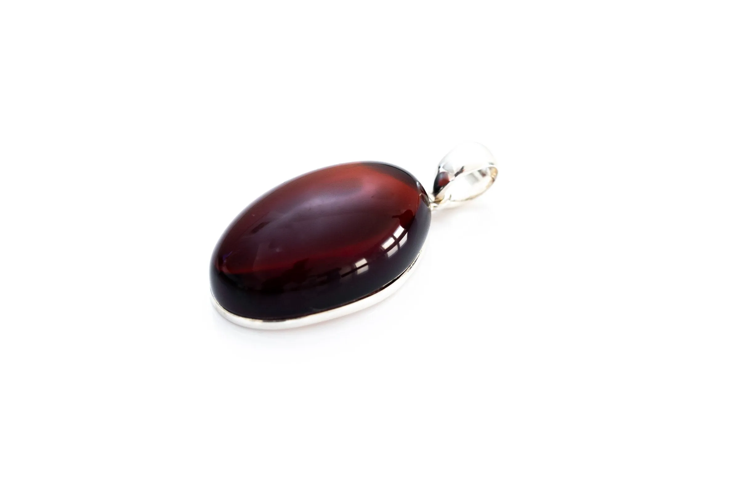 Handmade Oval Cherry Amber Pendant