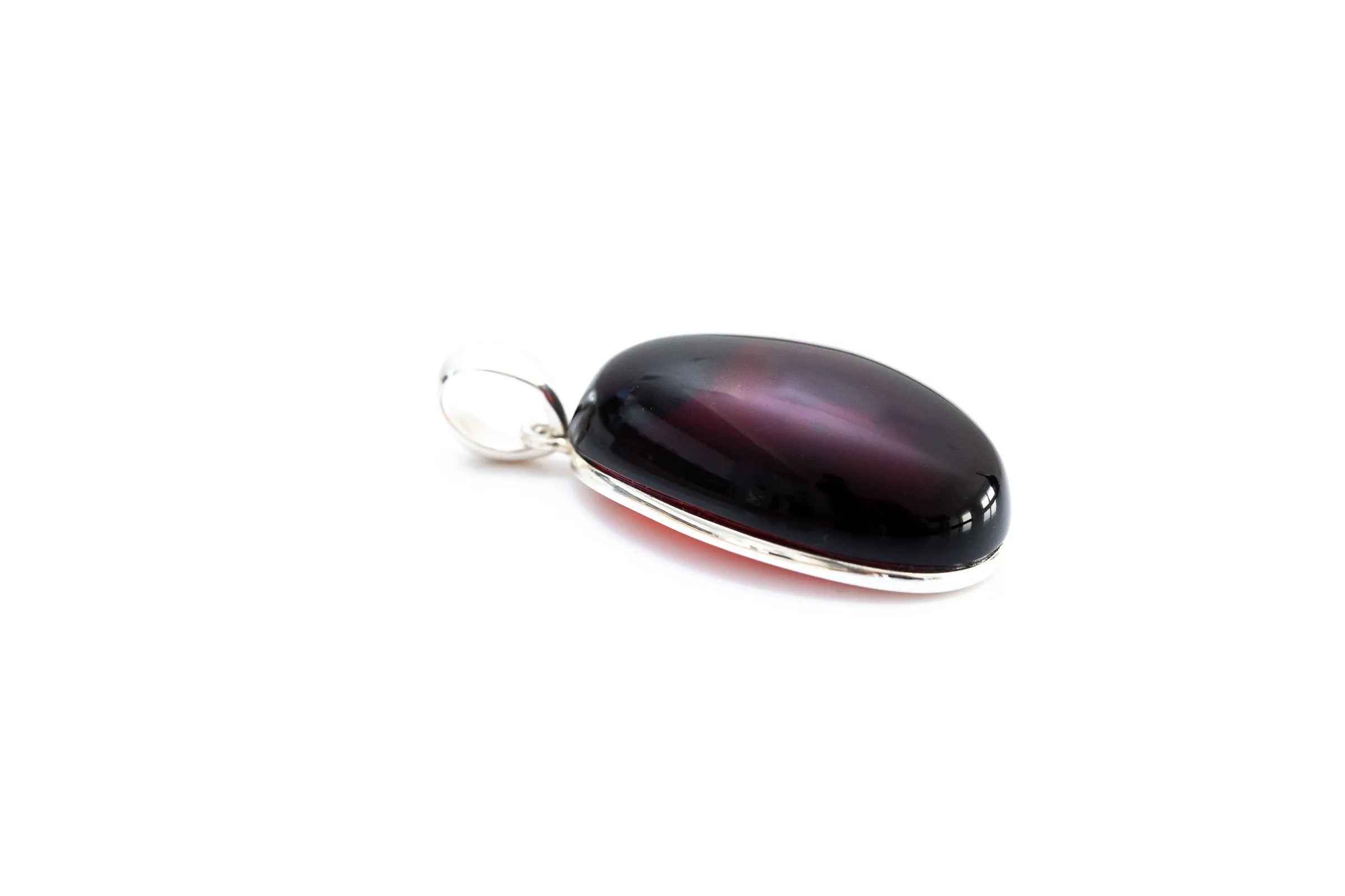 Handmade Oval Cherry Amber Pendant