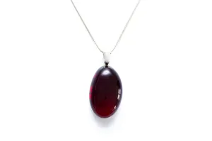 Handmade Oval Cherry Amber Pendant