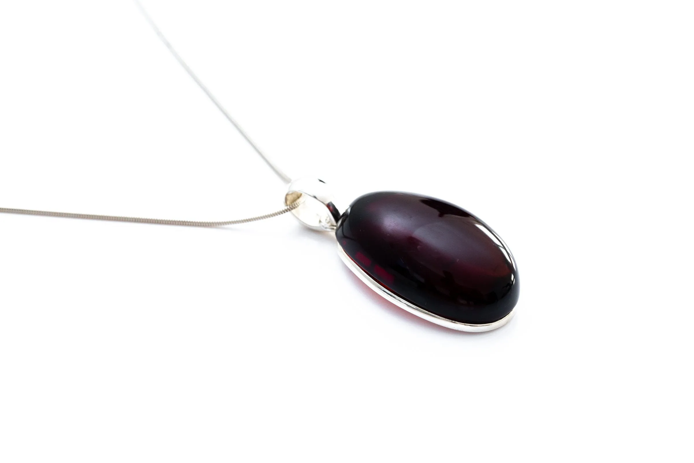 Handmade Oval Cherry Amber Pendant