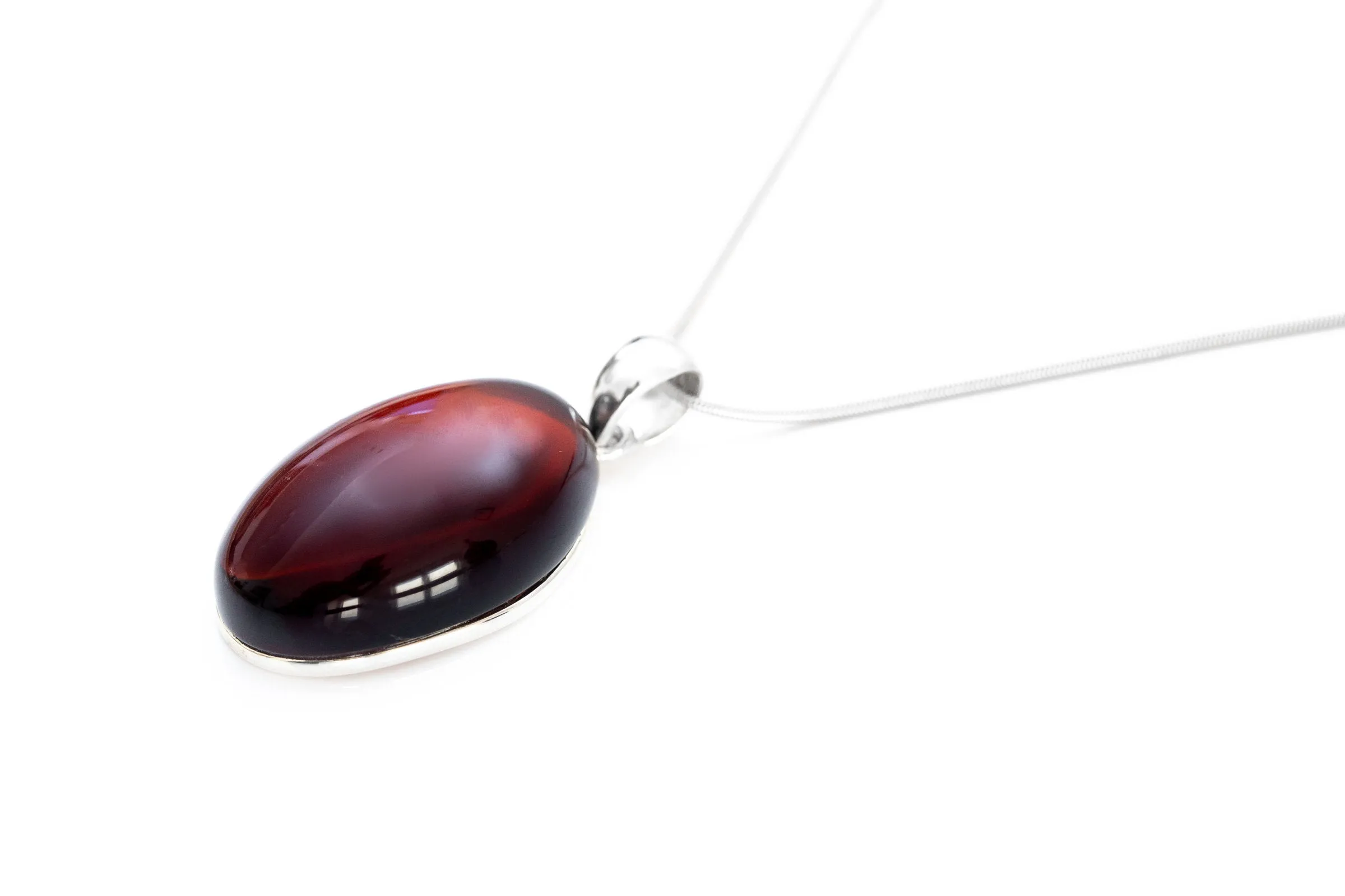 Handmade Oval Cherry Amber Pendant