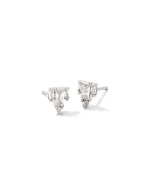 Juliette Stud Earrings Rhodium - White Crystal