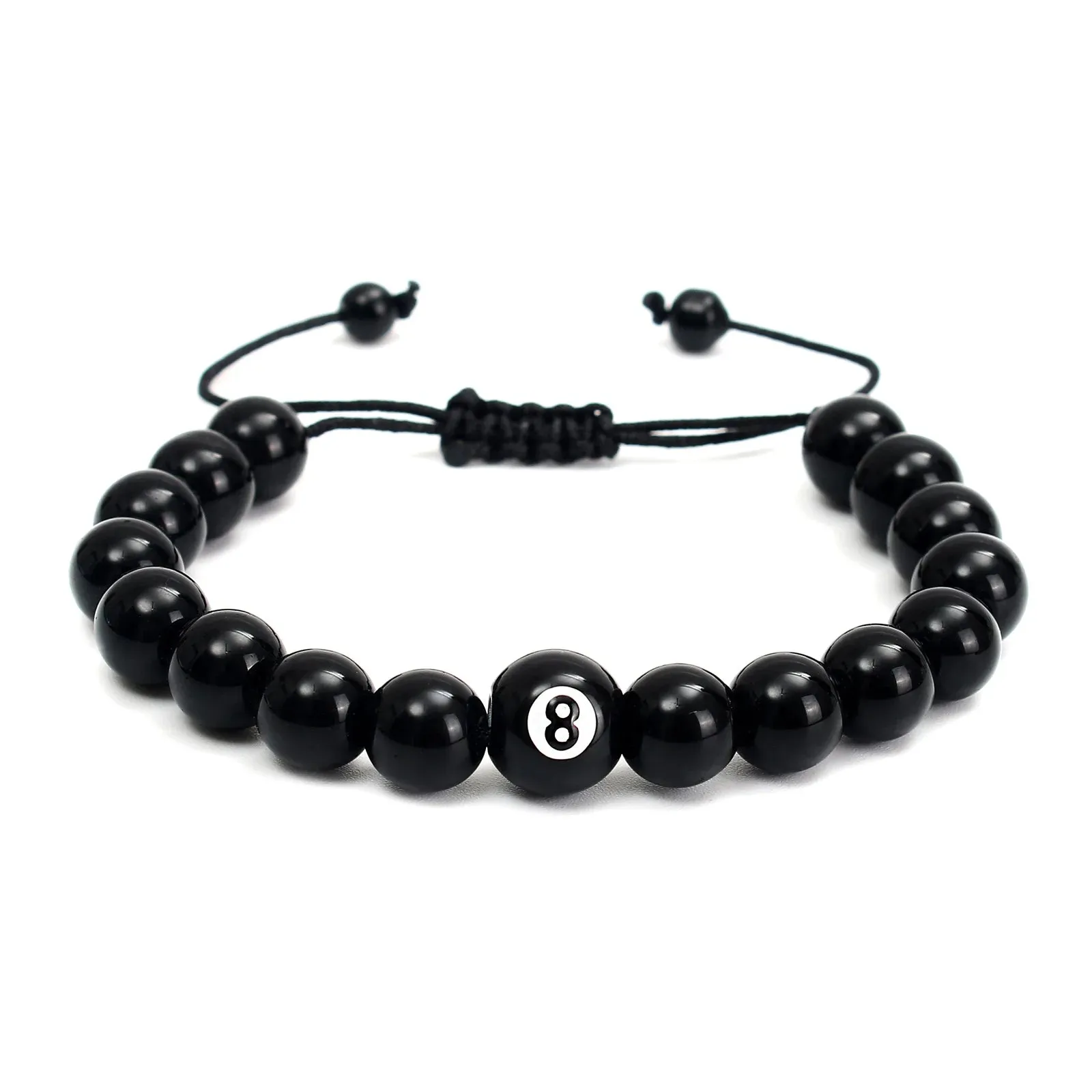 KADRUFI Black Beaded Bracelet for Men Round Basketball Ball Beads Bracelets Elastic Rope Chain Jewelry Gift 2023 pulsera hombre