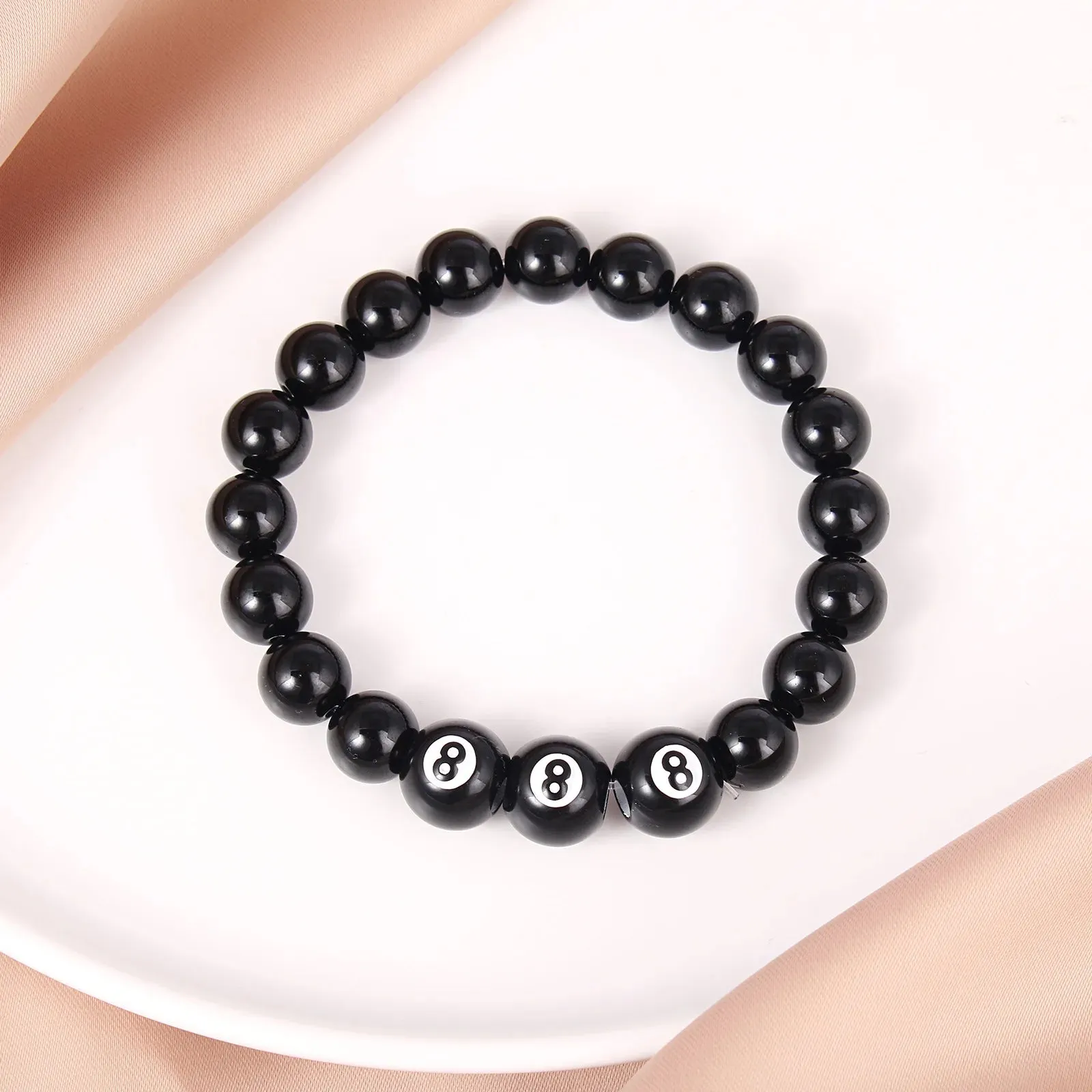 KADRUFI Black Beaded Bracelet for Men Round Basketball Ball Beads Bracelets Elastic Rope Chain Jewelry Gift 2023 pulsera hombre