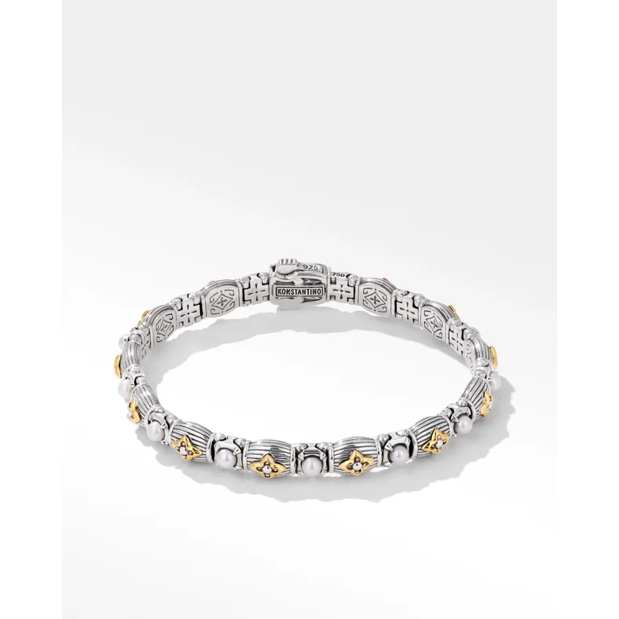 Konstantino Muse Silver and 18K Gold Bracelet with Pearls