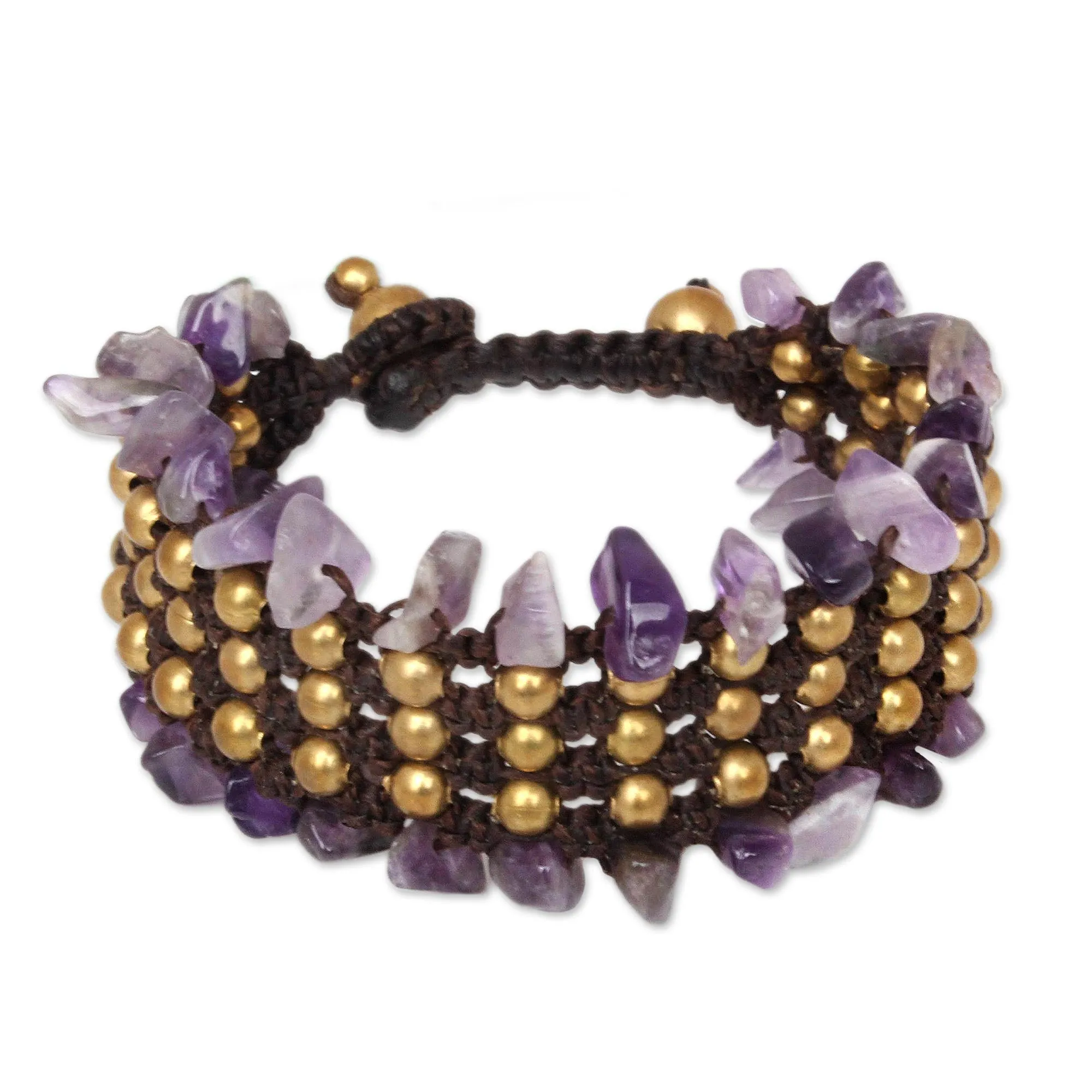 Lanna Dazzle Hand Crafted Beaded Amethyst Bracelet