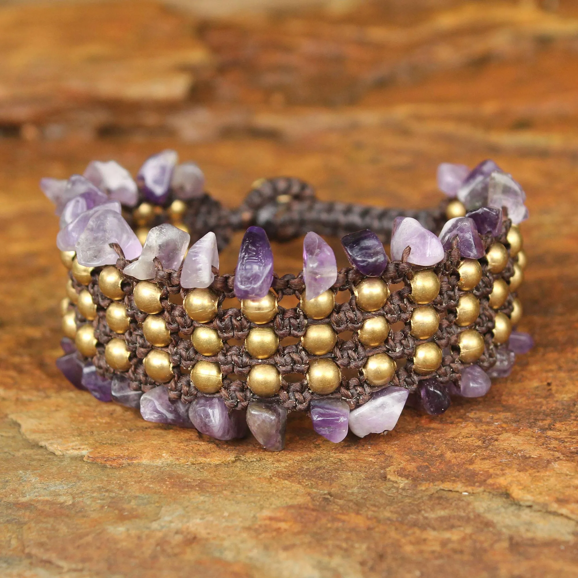 Lanna Dazzle Hand Crafted Beaded Amethyst Bracelet