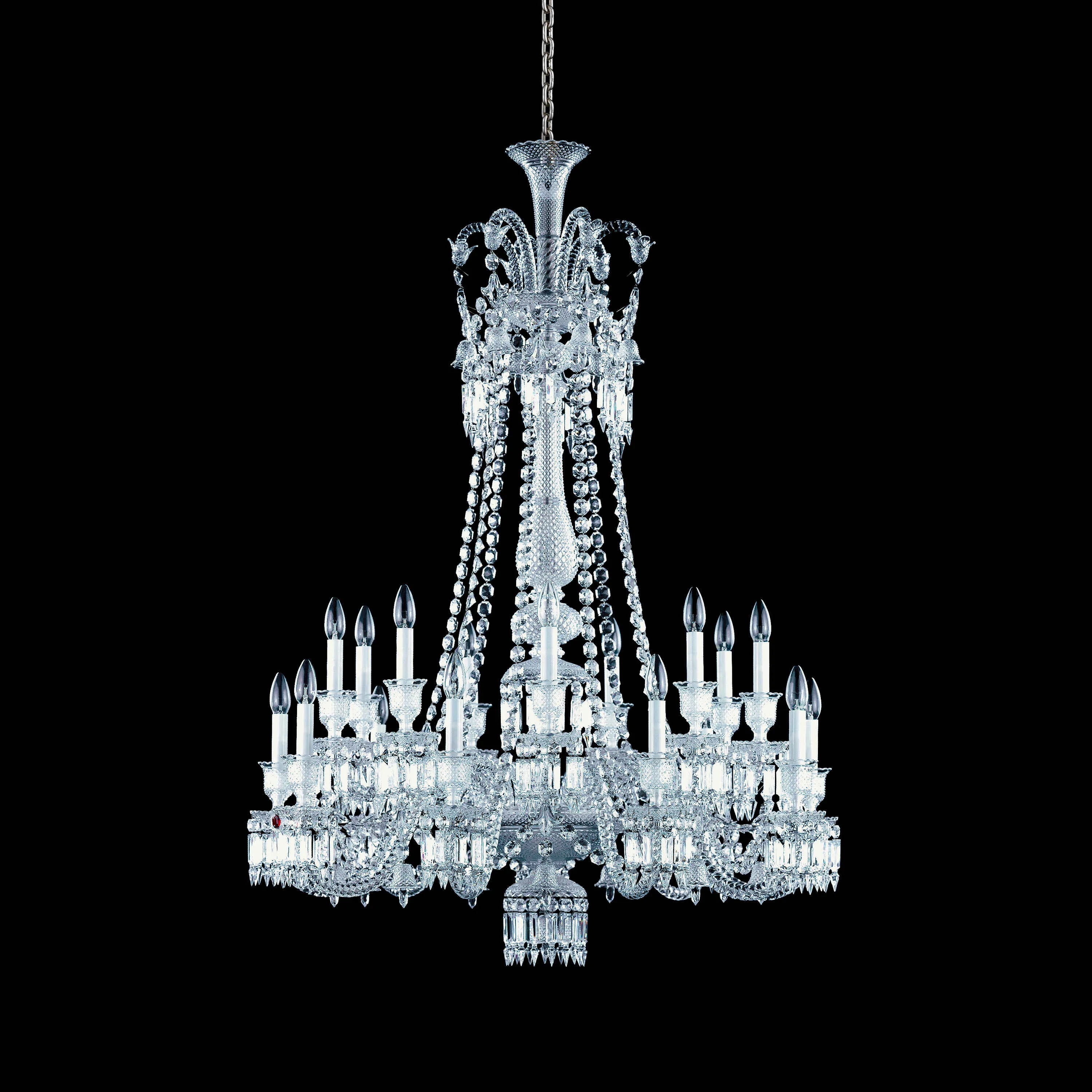 Light Luxury Classic Long Version Tiered Candle Light Crystal Chandelier for High-ceiling Rooms/Living Room