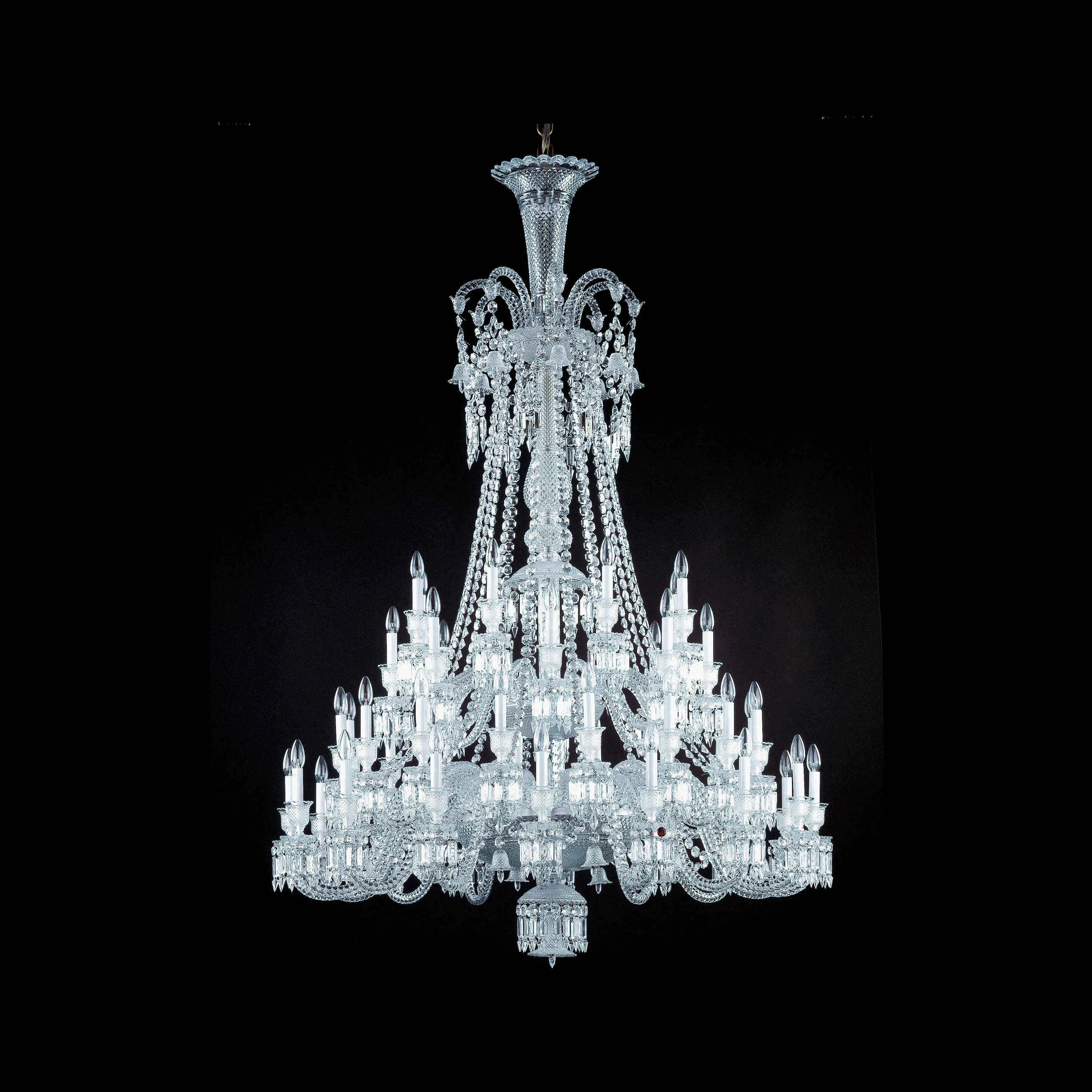 Light Luxury Classic Long Version Tiered Candle Light Crystal Chandelier for High-ceiling Rooms/Living Room