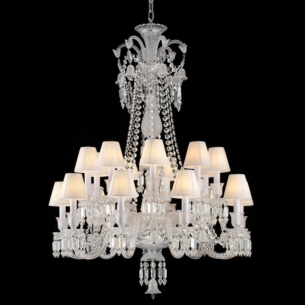 Light Luxury Classic Long Version Tiered Candle Light Crystal Chandelier for High-ceiling Rooms/Living Room