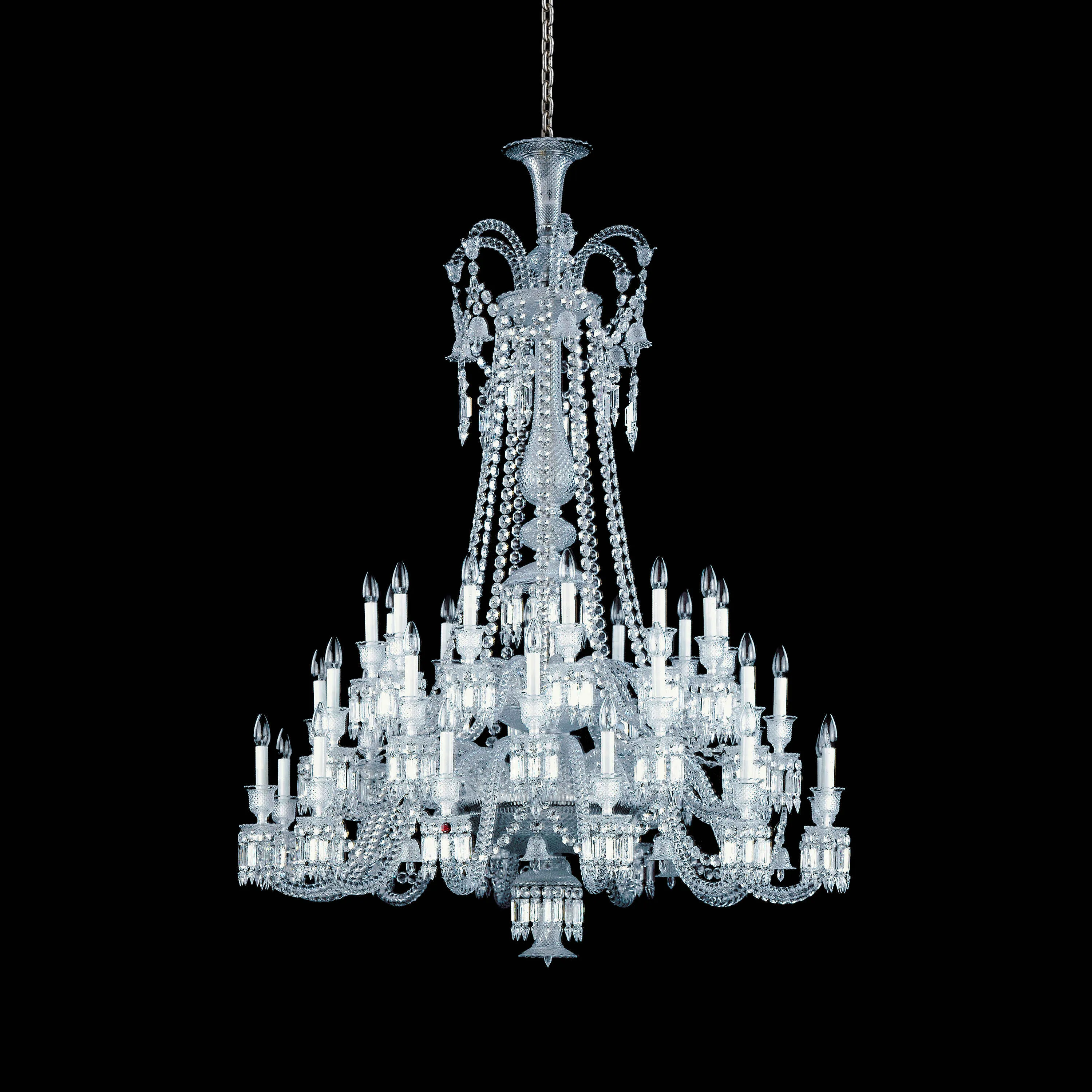 Light Luxury Classic Long Version Tiered Candle Light Crystal Chandelier for High-ceiling Rooms/Living Room