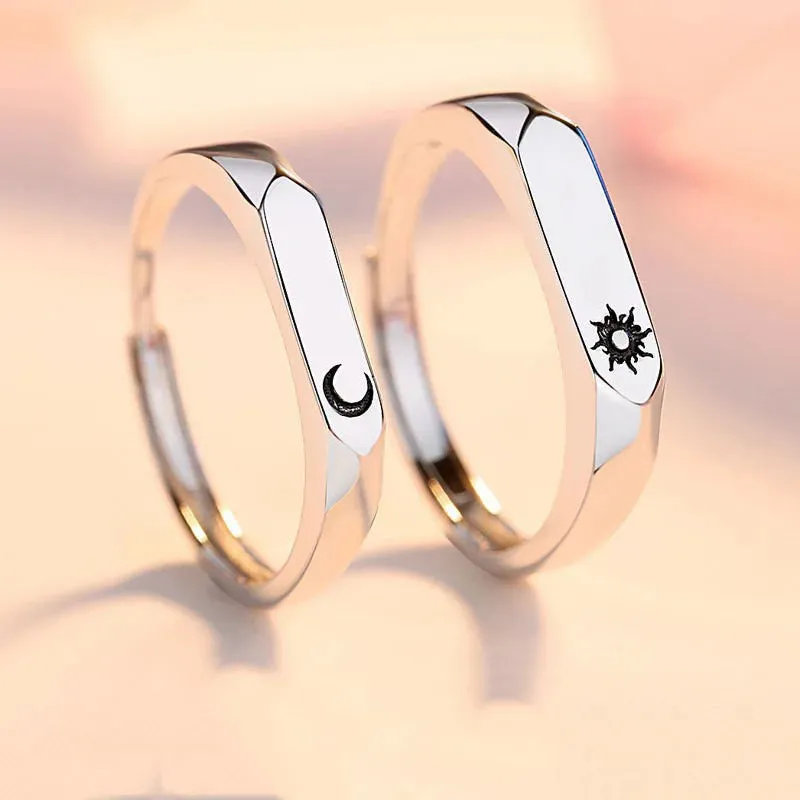 Luxury AAA Zircon Couple Paired Rings For Women Men Flower Crown Proposal Promise Adjustable Rings Wedding Anniversary Jewelry