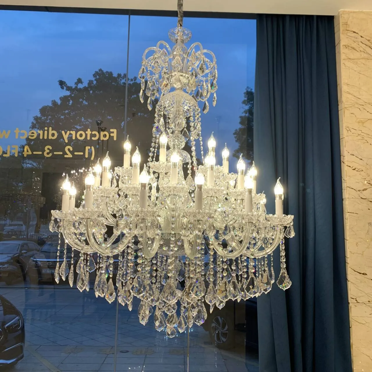 Luxury Classic Clear Crystal Chandelier for Foyer/Staircase/Entryway/Hallway