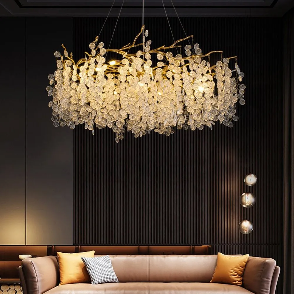 Luxury Design Glass Chandelier Lighting For Living Room Luminaire Plafonnier Gold Dining Room