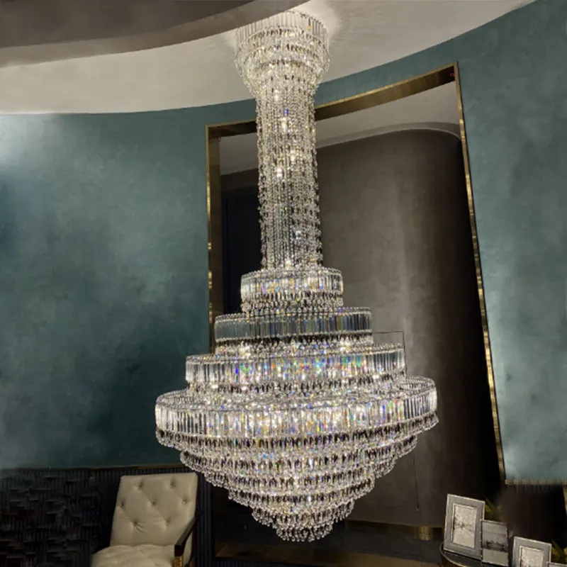 Luxury Empire Leaves Funnel Crystal Chandelier for Staircase/Foyer/Living Room