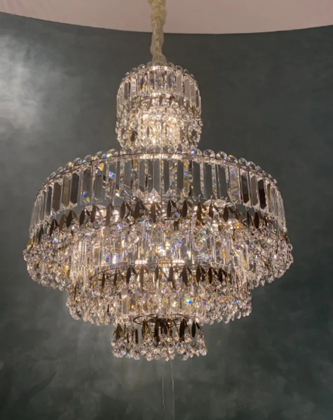 Luxury Empire Leaves Funnel Crystal Chandelier for Staircase/Foyer/Living Room