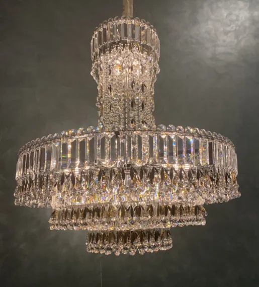 Luxury Empire Leaves Funnel Crystal Chandelier for Staircase/Foyer/Living Room