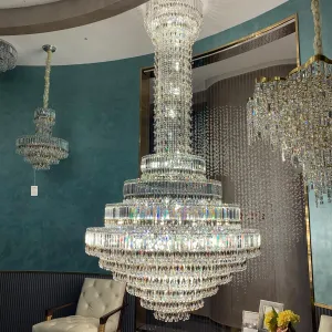 Luxury Empire Leaves Funnel Crystal Chandelier for Staircase/Foyer/Living Room