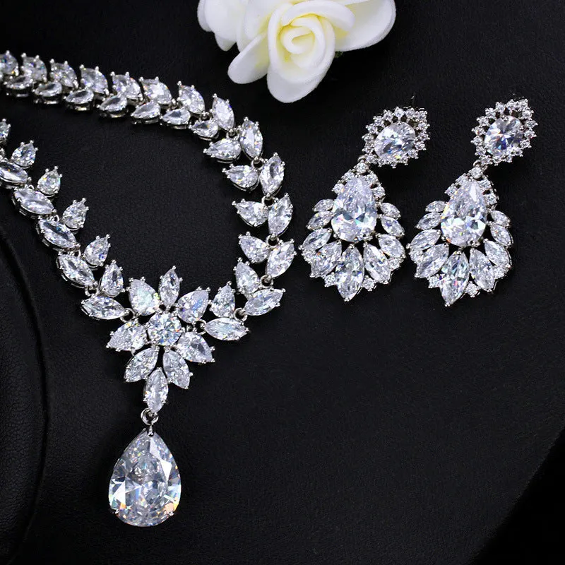 Luxury Marquise Silver Color Wedding Jewelry