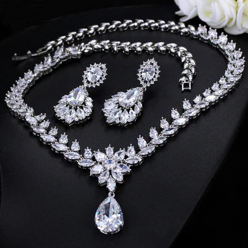 Luxury Marquise Silver Color Wedding Jewelry