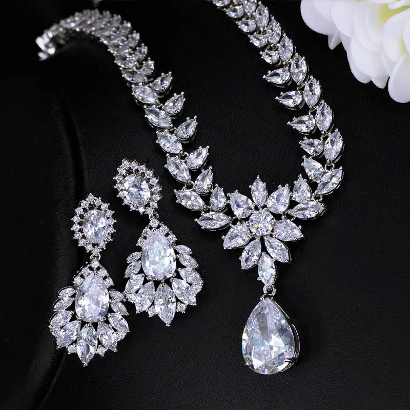 Luxury Marquise Silver Color Wedding Jewelry