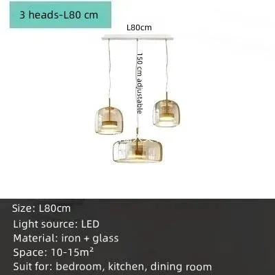 Mansion Amber Glass Chandelier Pendant Light Smoke Grey Hanging Lamp