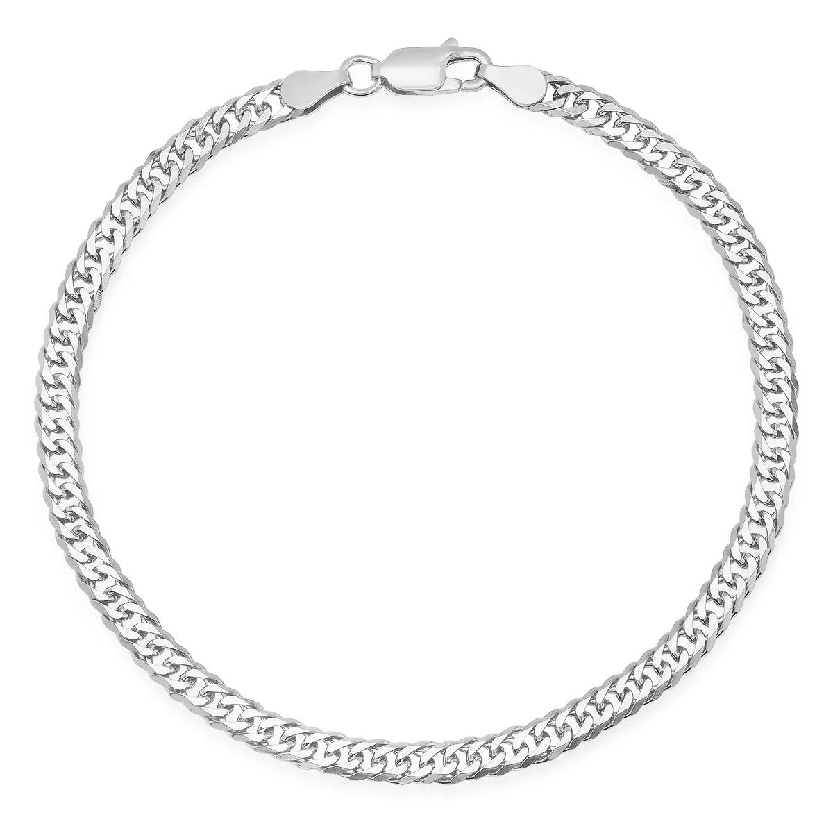 Mens Italian Sterling Silver Double Curb Miami Cuban Chain Bracelet