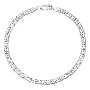 Mens Italian Sterling Silver Double Curb Miami Cuban Chain Bracelet