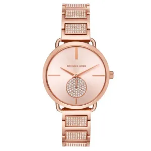 Michael Kors Ladies' Portia Crystal Rose Gold Dial Watch MK3853