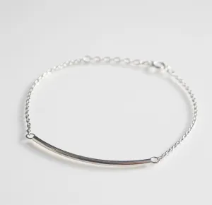 Minimalist Bar Bracelet, 925 Sterling Silver Waterproof Dainty Bracelet