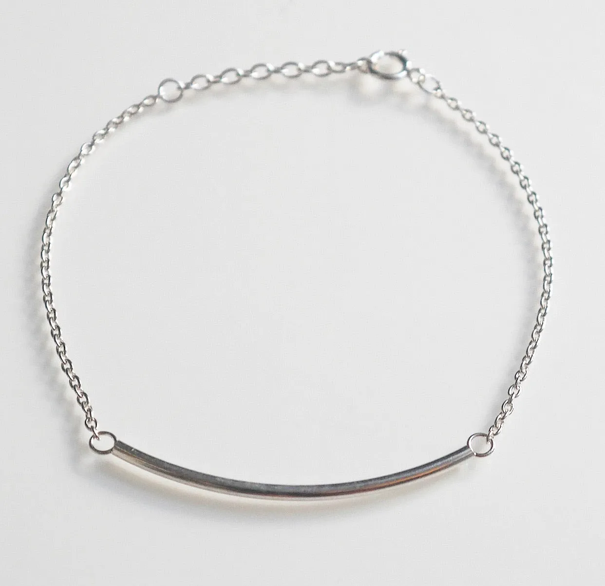 Minimalist Bar Bracelet, 925 Sterling Silver Waterproof Dainty Bracelet