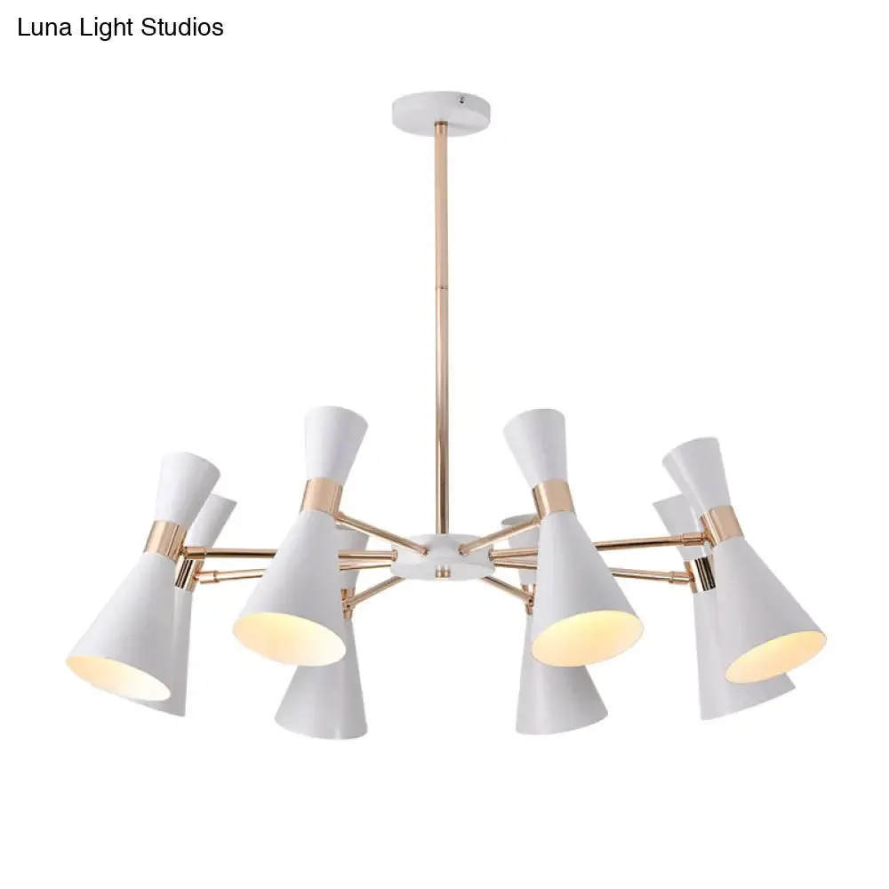 Modern 6-Light White and Gold Drum Metallic Ceiling Chandelier Pendant Light Kit