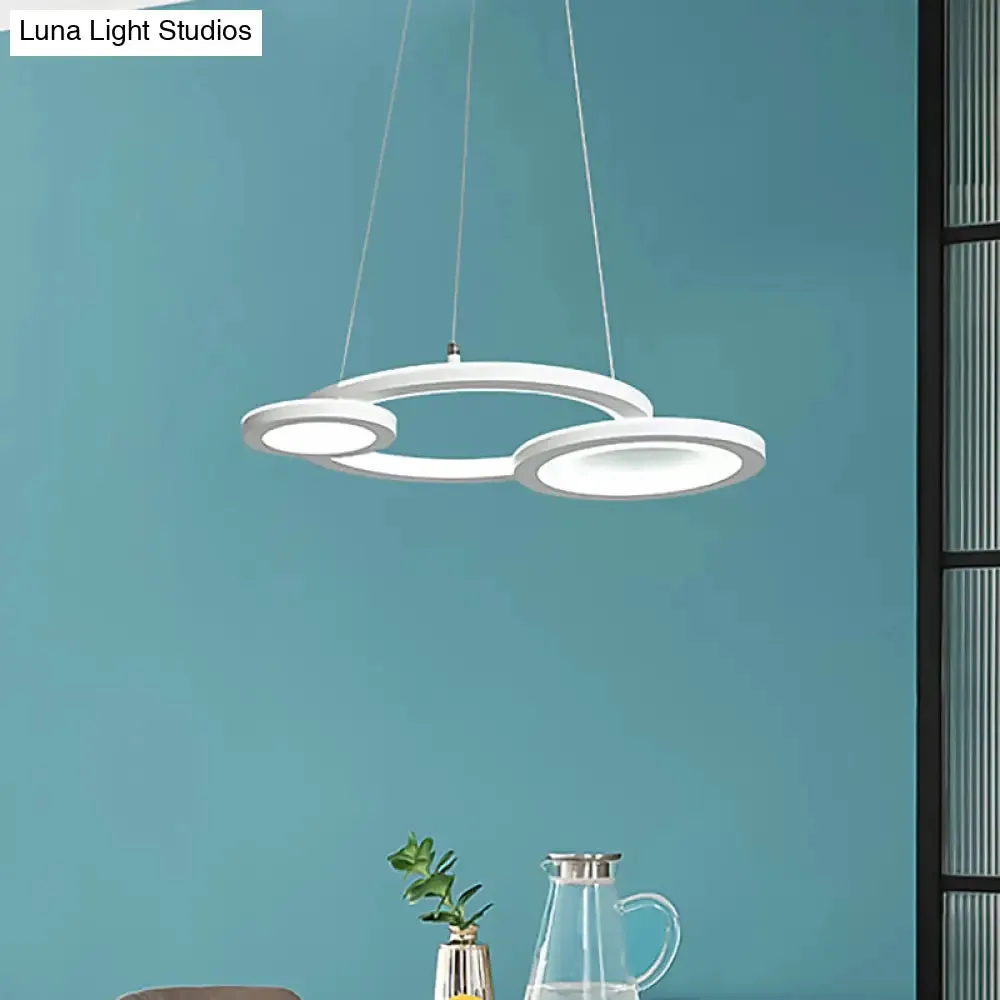 Modern Acrylic Round Chandelier Pendant Light with LED, White/Grey Finish for Dining Room in White/Warm Light