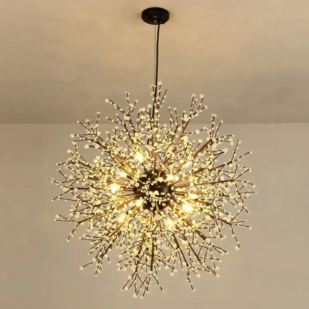 Modern Crystal Starburst Chandelier: 23.5"/31.5" Wide, 8/12 Lights, White/Red and Green