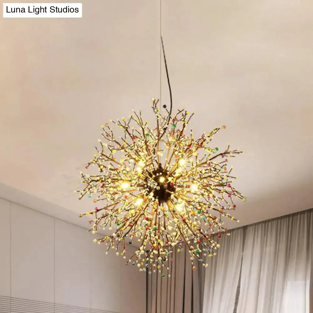 Modern Crystal Starburst Chandelier: 23.5"/31.5" Wide, 8/12 Lights, White/Red and Green