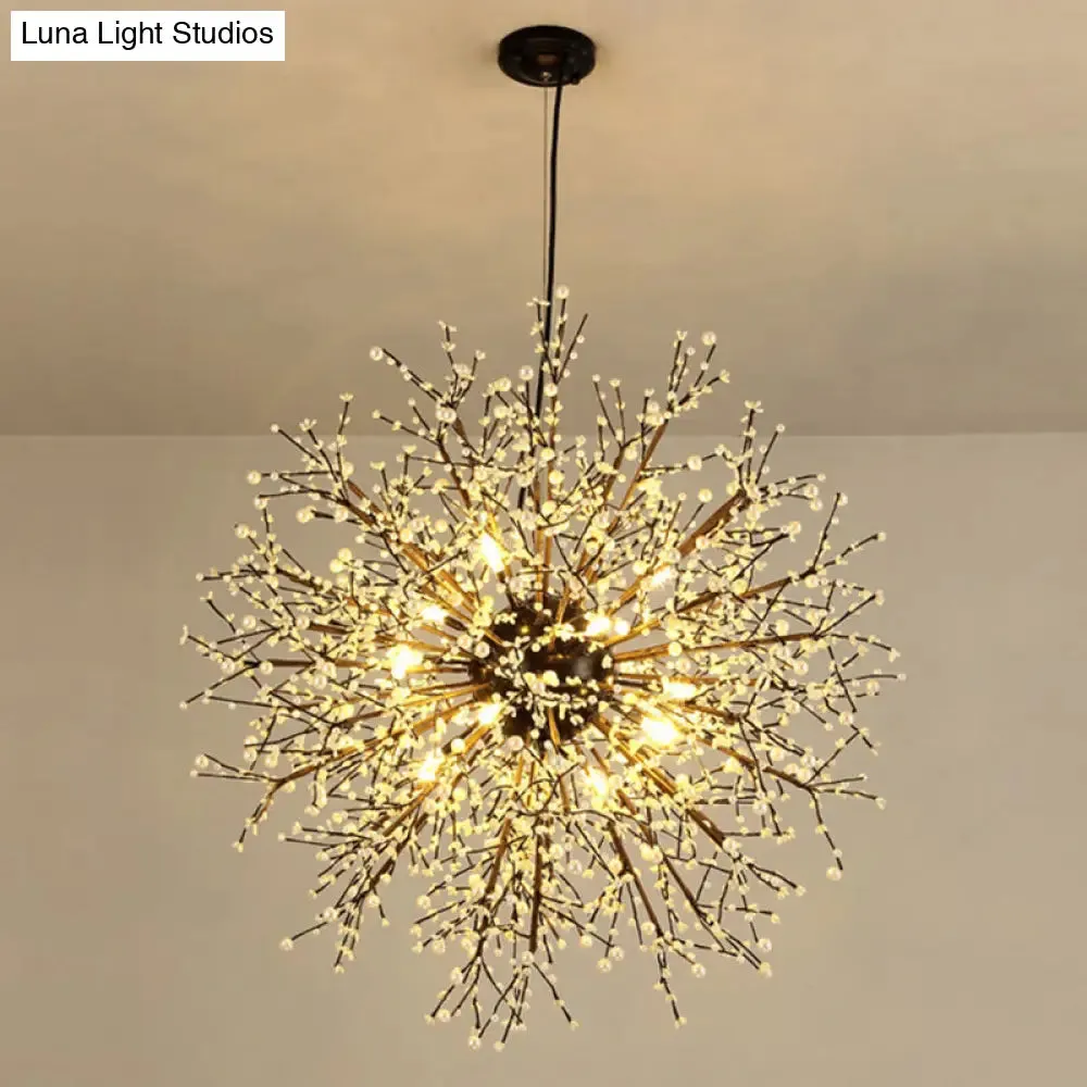 Modern Crystal Starburst Chandelier: 23.5"/31.5" Wide, 8/12 Lights, White/Red and Green