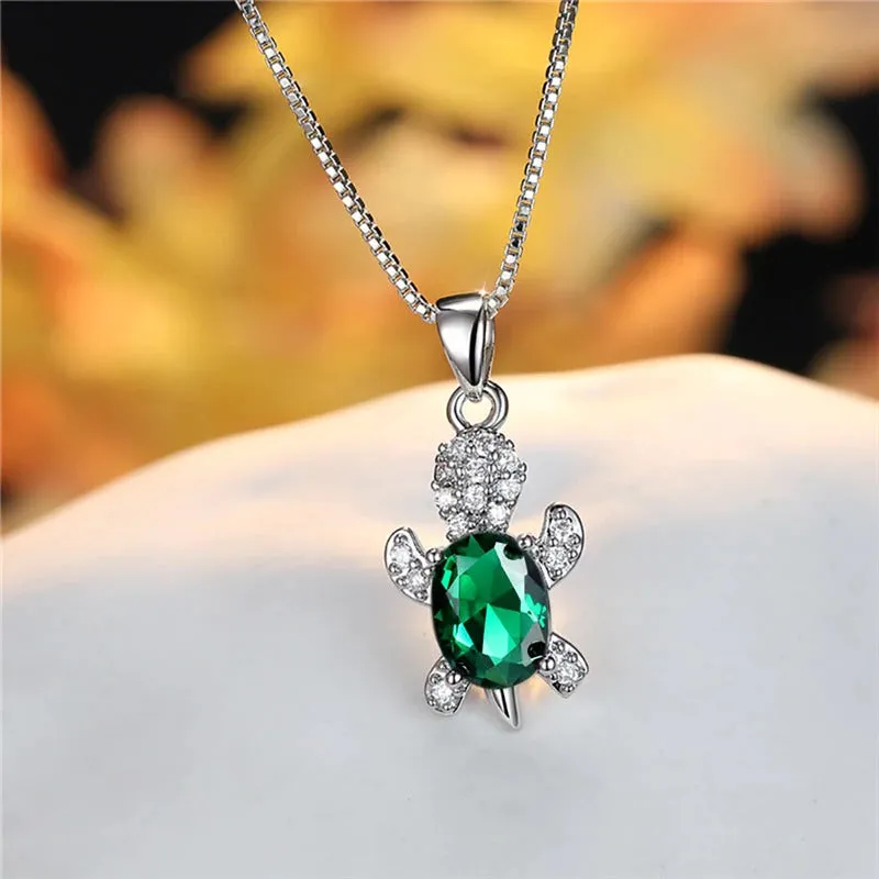 Multi-color Gradient Zircon Sea Turtles Pendant Necklaces