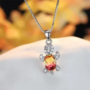 Multi-color Gradient Zircon Sea Turtles Pendant Necklaces