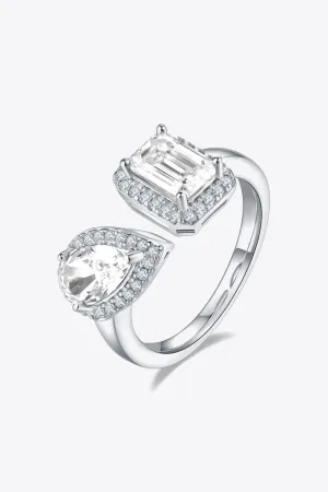 Murray 1 Carat Moissanite Stone Silver Open Ring 925 Sterling Platinum-plated