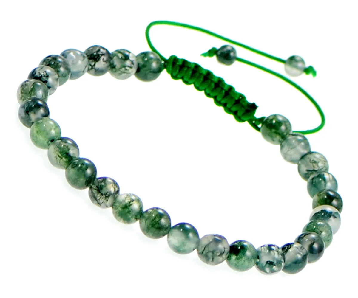 Natural 6mm Gemstone Bracelets Healing Power Crystal Macrame Adjustable 7-9 Inch